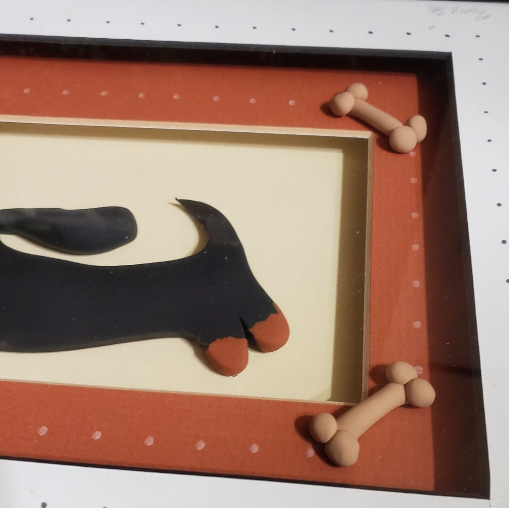 Anne Klocko Polymer Clay 3D Framed Artwork "Happy Dachshund" - Picture 6 of 14